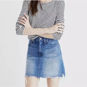 Madewell Mccarren raw-hem jean skirt 29